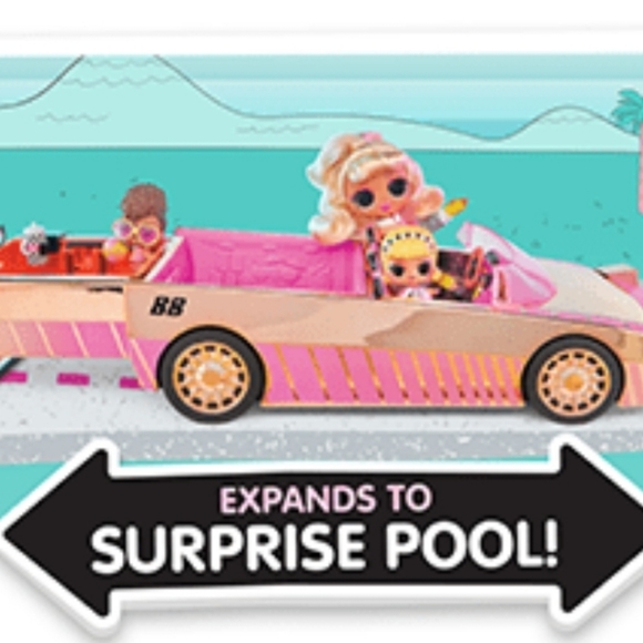LOL OMG Surprise Car-Pool Coupe, Surprise Pool & Dance Floor; Pink and Gold, 15" - Picture 12 of 16